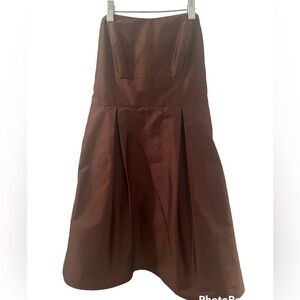 Jenny Yoo size 2 100% silk brown strapless mini dress for prom or bridesmaids